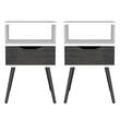 Home Square Otom Engineered Wood Nightstand in Ash & White - Set of 2