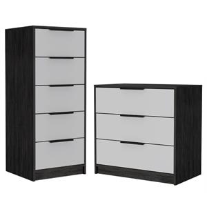 Home Square 2-Piece Set with 3 Drawer Dresser and 5 Drawer Dresser In Smoky Oak