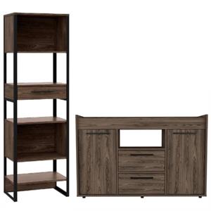 home square 2-piece set with furniture magnum 5-shelf bookcase & lyon sideboard