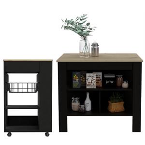 Home Square 2-Piece Set with Kitchen Cart & Cala Kitchen Island