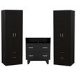 Home Square 3-Piece Set with 2 Armoires and Two Drawer Dresser in Black