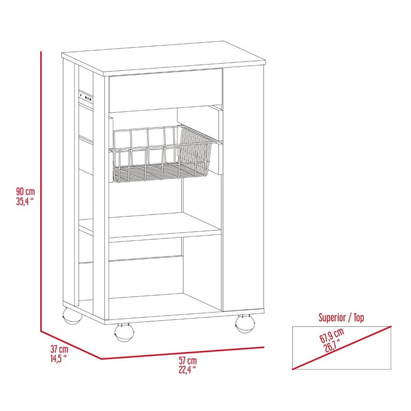 Home Square 2-Piece Set with Cala Kitchen Island and Kitchen Cart