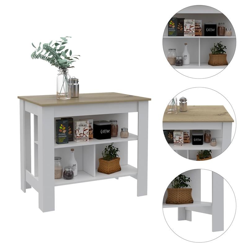 Home Square 2-Piece Set with Cala Kitchen Island and Kitchen Cart