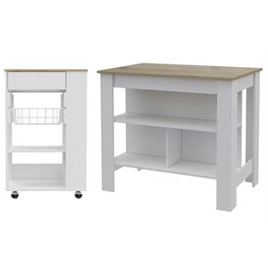 Home Square 2-Piece Set with Cala Kitchen Island and Kitchen Cart