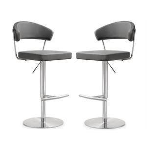 home square cosmo 22&quot contemporary fabric and mdf barstool in gray - set of 2