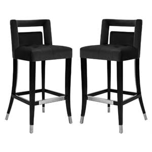 Home Square Hart 26&quot Transitional Velvet Counter Stool in Black - Set of 2