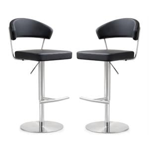 Home Square Cosmo 22&quot Stainless Steel & MDF Barstool in Black - Set of 2