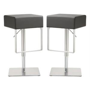 Home Square Seville 25&quot Contemporary Fabric Barstool in Gray - Set of 2