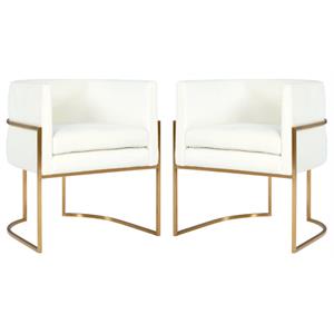 Home Square Giselle 19&quot Transitional Velvet Dining Chair in White - Set of 2