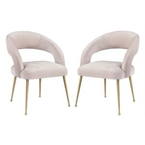 Home Square Rocco 19&quot Modern Velvet Dining Chair in Pink & Gold - Set of 2