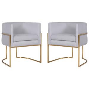 Home Square Giselle 19&quot Transitional Velvet Dining Chair in Gray - Set of 2