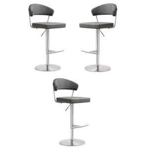 Home Square Cosmo 22&quot Contemporary Fabric and MDF Barstool in Gray - Set of 3