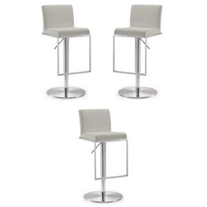 Home Square Amalfi 32.5&quot Fabric & Stainless Steel Barstool in Gray - Set of 3