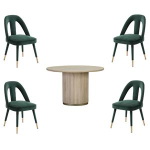 Home Square 5-Piece Set with Dining Table & 4 Velvet Side Chairs