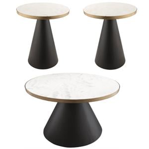 Home Square 3-Piece Set with 16.5&quotH Coffee Table & 2 18.5&quotH Side Tables