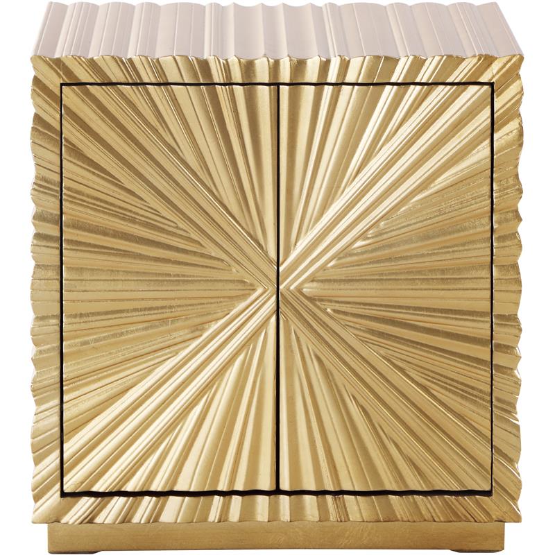 Home Square Golda Contemporary Wood Side Table in Gold Leaf Finish - Set of 2