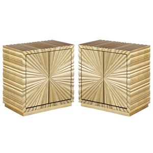 Home Square Golda Contemporary Wood Side Table in Gold Leaf Finish - Set of 2