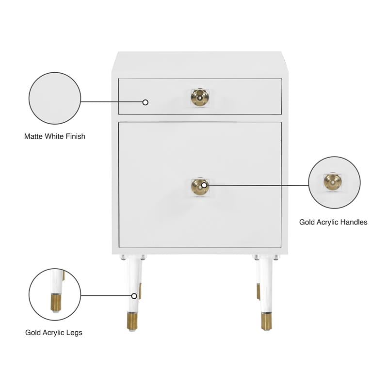 Home Square Lia Accent Table in Matte White & Acrylic - Set of 2