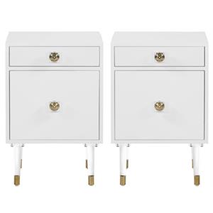 Home Square Lia Accent Table in Matte White & Acrylic - Set of 2