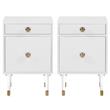 Home Square Lia Accent Table in Matte White & Acrylic - Set of 2
