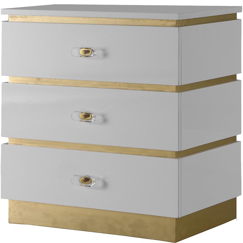 Home Square Esme Accent Table in White Lacquer & Gold - Set of 2
