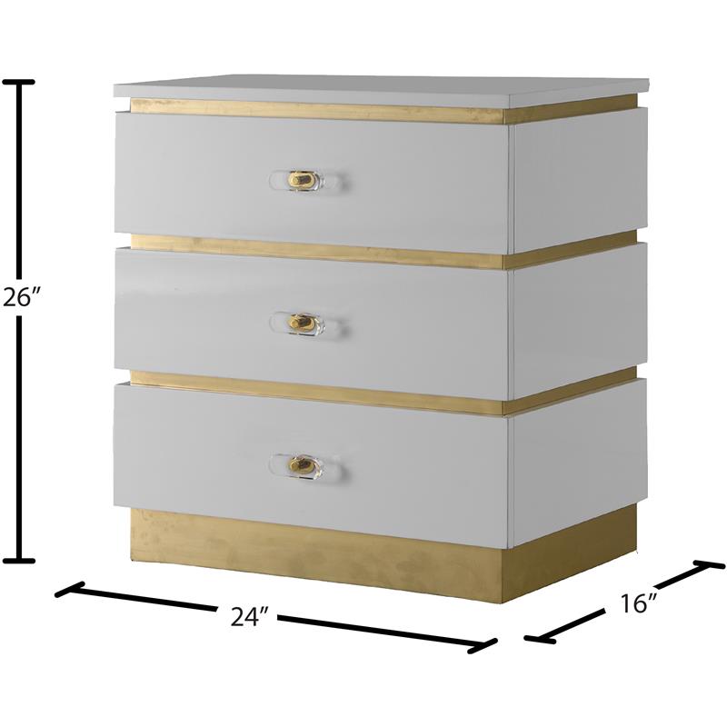 Home Square Esme Accent Table in White Lacquer & Gold - Set of 2
