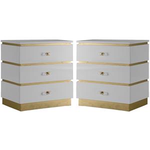 Home Square Esme Accent Table in White Lacquer & Gold - Set of 2