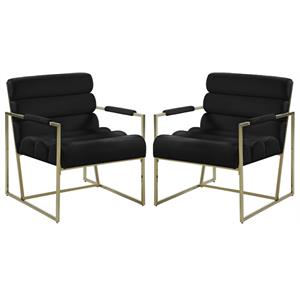 home square zayne black velvet accent chair with gold iron frame - set of 2