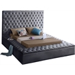 Home Square 2-Piece Set with Velvet King Bed and Ottoman in Gray