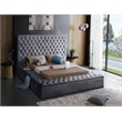 Home Square 2-Piece Set with Velvet King Bed and Ottoman in Gray