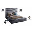 Home Square 2-Piece Set with Velvet Queen Bed and Ottoman in Gray