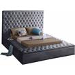 Home Square 2-Piece Set with Velvet Queen Bed and Ottoman in Gray
