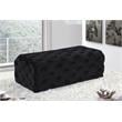 Home Square 2-Piece Set with Velvet Wing Back Queen Bed and Ottoman in Black