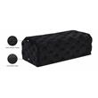 Home Square 2-Piece Set with Velvet Wing Back Full Bed and Ottoman in Black