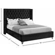 Home Square 2-Piece Set with Velvet Wing Back Full Bed and Ottoman in Black