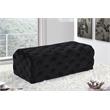 Home Square 2-Piece Set with Velvet Wing Back Full Bed and Ottoman in Black