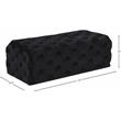 Home Square 2-Piece Set with Velvet Wing Back Full Bed and Ottoman in Black