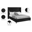 Home Square 2-Piece Set with Velvet Wing Back Full Bed and Ottoman in Black
