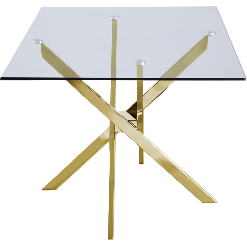 Home Square 5-Piece Set with Glass Dining Table and 4 Velvet Dining Chairs
