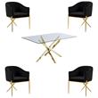 Home Square 5-Piece Set with Glass Dining Table and 4 Nikki Dining Chairs