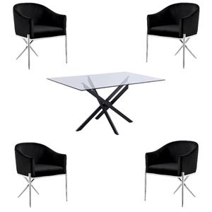 Home Square 5-Piece Set with Dining Table and 4 Xavier Dining Chairs in Black