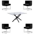 Home Square 5-Piece Set with Dining Table and 4 Velvet Dining Chairs in Black