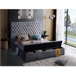 Home Square 3-Piece Set with Velvet King Bed and 2 Metal Nightstands