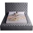 Home Square 3-Piece Set with Velvet King Bed and 2 Metal Nightstands