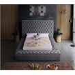 Home Square 3-Piece Set with Velvet King Bed and 2 Metal Nightstands