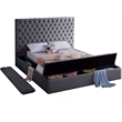 Home Square 3-Piece Set with Velvet King Bed and 2 Metal Nightstands