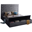 Home Square 3-Piece Set with Velvet King Bed and 2 Metal Nightstands
