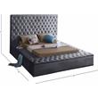 Home Square 3-Piece Set with Velvet Queen Bed and 2 Metal Nightstands