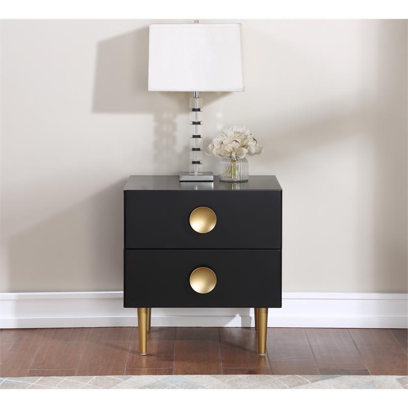 Home Square 3-Piece Set with Luxus Velvet King Bed and 2 Metal Nightstands