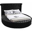 Home Square 3-Piece Set with Luxus Velvet Queen Bed and 2 Metal Nightstands